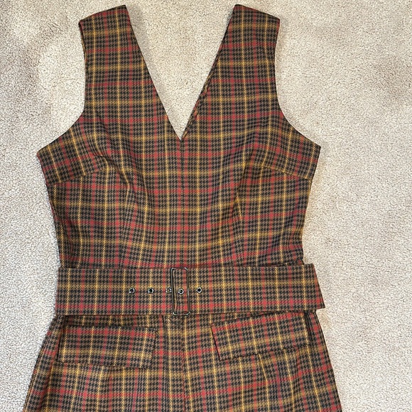 Plaid Jumpsuit with Belt - Picture 2 of 8